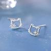 Sterling Silver Cute Cat Zirconia Stud Earrings - Simple, Sweet, and Stylish Accessories