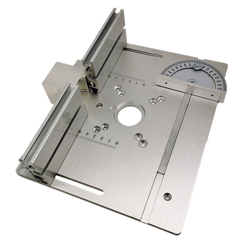 Upgraded Double-Hole Bakelite Router Tabletop Micro Table Saw with Push Ruler & Inverted Plate