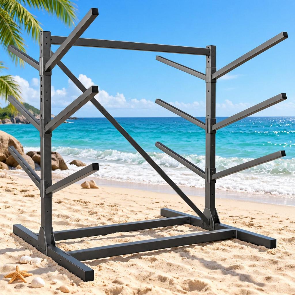 Double-Sided Kayak Rack with Adjustable Arms Freestanding Outdoor