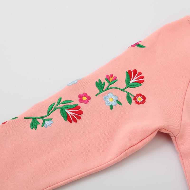European Style Autumn Toddler Knit Hoodie with Embroidered Pattern