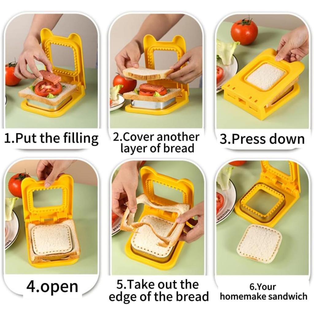 Sandwich Cutter and Sealer, Square Pocket Sandwiches Cutter Uncrustables Maker, Sandwich Cutters for Kids Love Lunchables (Red)