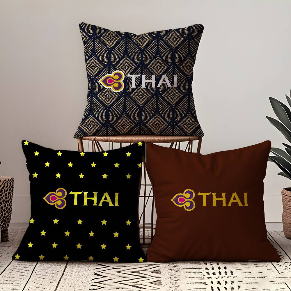 Thai Airways International Pillow Case Comfort Sofa Bed Silky Elegant Invisible Zipper Custom Decorative Cushion Cover