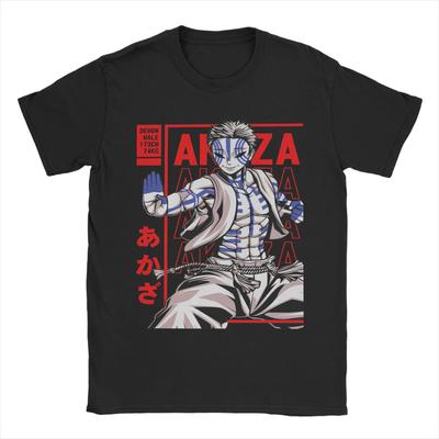 Anime Demon Slayer Akaza T-Shirts for Men  Novelty 100% Cotton Tees Crewneck Short Sleeve T Shirt Birthday Present Tops
