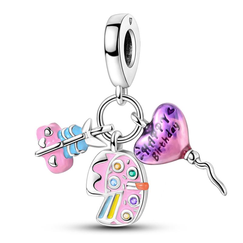 Fits Pan Braceletscopper Charms Color Strawberry Cherry Blueberries Fruit Sweet Original Diy Jewelry Birthday Fine Gifts