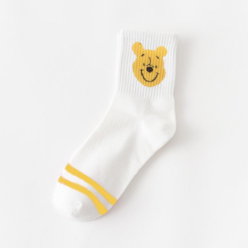 Socks women's medium tube socks, Korean cartoon cute and sweet Korean version of stockings cotton socks college style student socks women