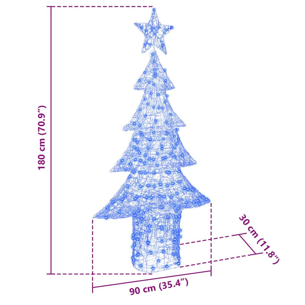Christmas Tree with 240 Blue LEDs 180 cm Acrylic