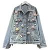 Giacca di jeans dolce coreana da donna con decorazione a fiore di lana 3D - Nuovi arrivi primaverili