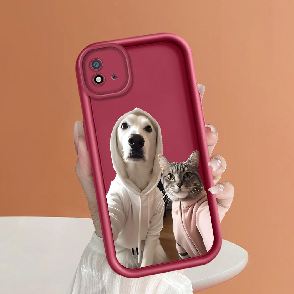 Cats Dogs Group Photo Soft Silicone Phone Casing Full Cover Camera Shockproof Protection Rubber Case for OPPO Reno Realme