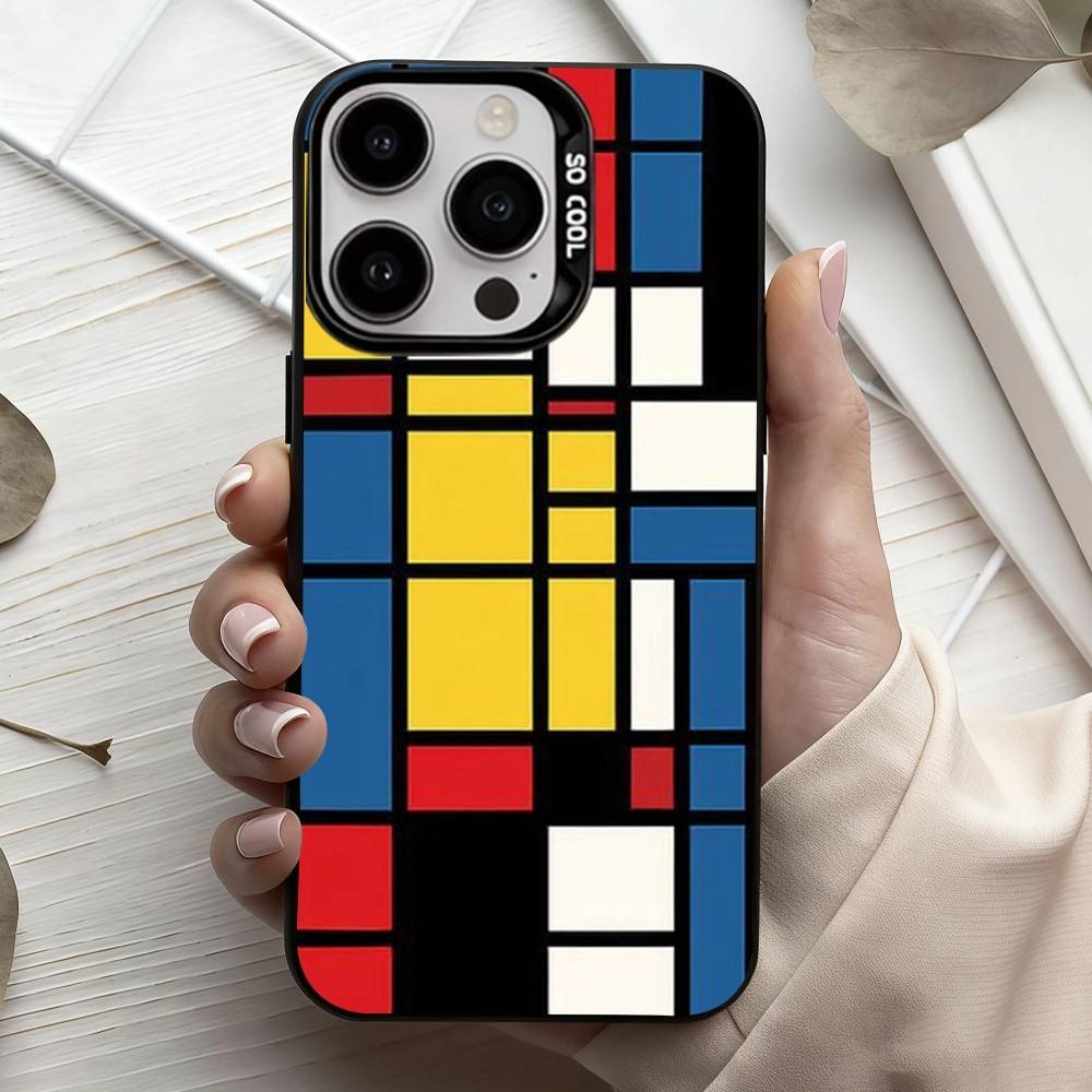 Grid T-TOPLBPCS M-Mondrian  Phone Case For iPhone17,16,15,14,13,12,11 Plus,Pro Max Black Candy silver phone case