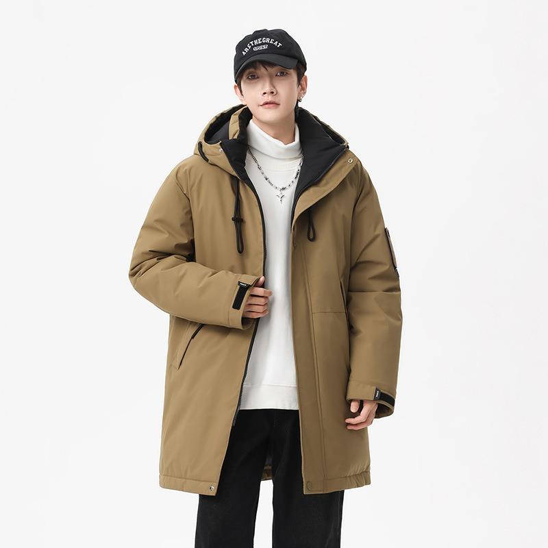 Men in winter cotton clothes, thickened hooded jacket, neutral wind brand medium and long tooling cotton-padded men