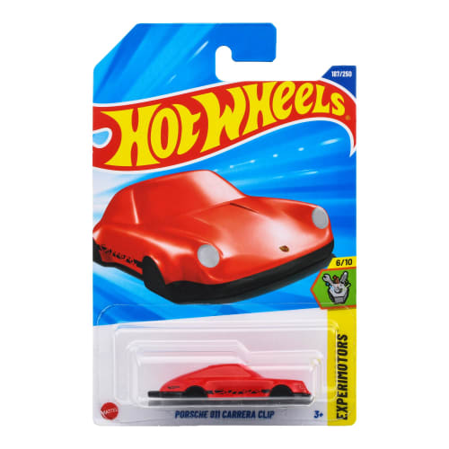 Hot Wheels Basic Car Porsche 911 Carrera Clip Vehicle Toy Mini Car for Ages 3 and Up, Red, JFN45