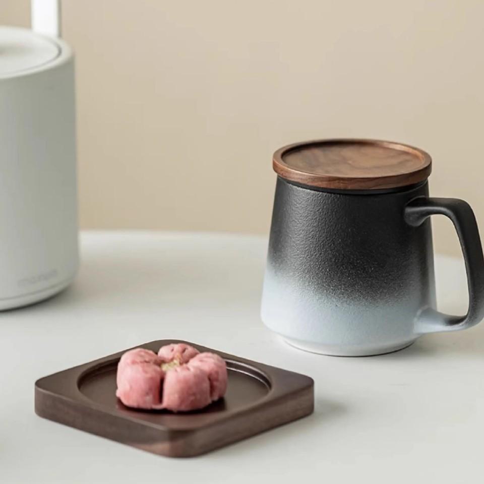 Ceramic Water Cup Teacup Office Cup with Lid Coarse Pottery Mug High-end Teacup Tea Water Filter Cup
