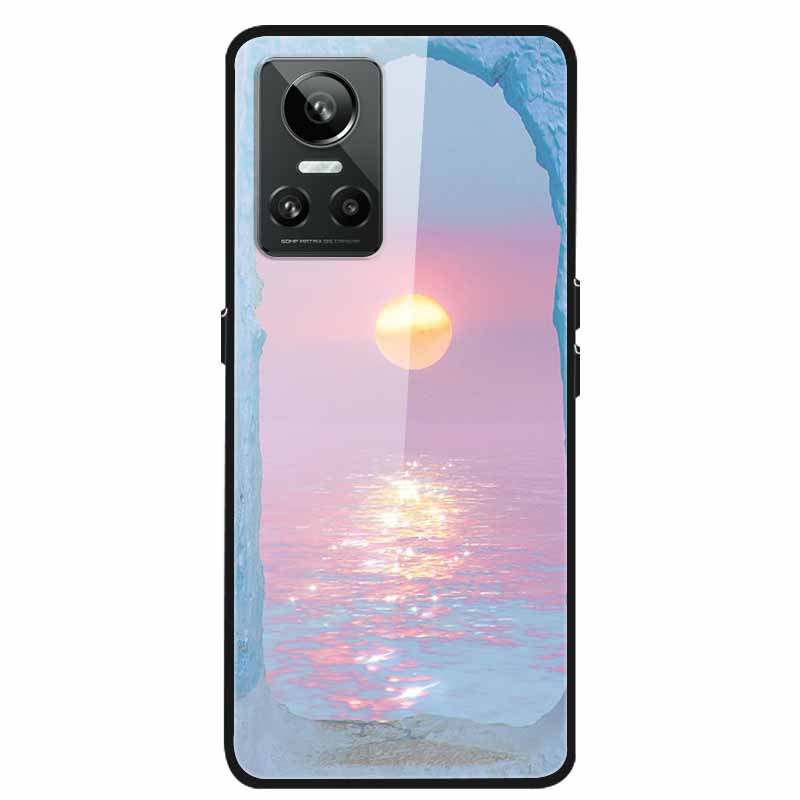 

For Realme GT Neo3 Case Christmas Tempered Glass Back Cover Hard Case For Realme GT Neo 3 Bumper Love Shockproof Funda Elk Coque Realme GT Neo3