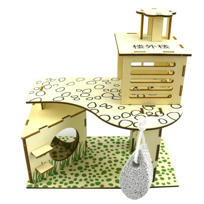 Holzvilla Haus für Hamster Kletterspielzeug Versteck Nistplatz Lebensraum für Chinchillas Meerschweinchen Kleintiere 5 Stile Dropshipping