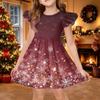 Girls Christmas Print Sleeve Dress for Casual Holiday Party and Everyday Wear