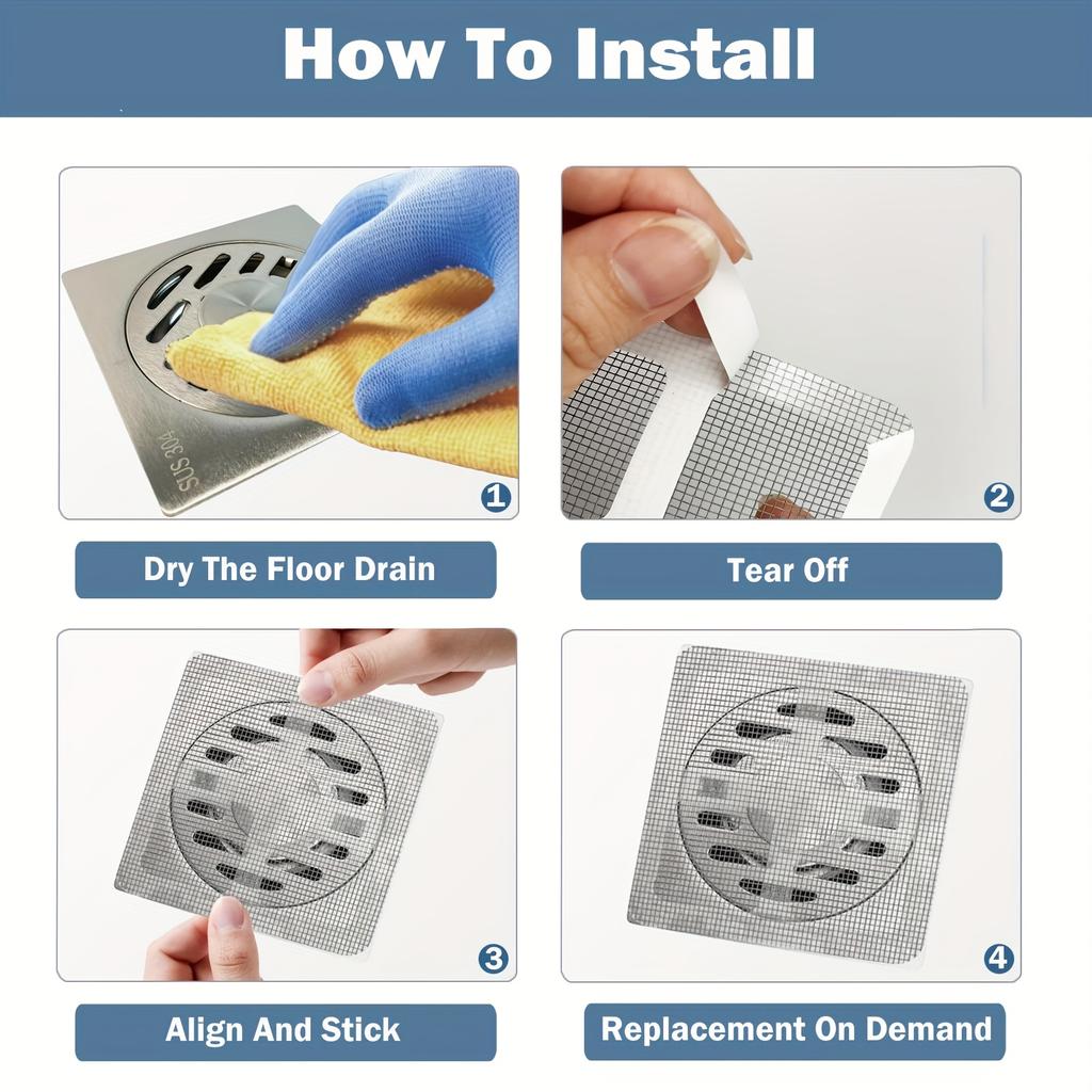 Jednorazowy patyczek do wyłapywania włosów w odpływie prysznicowym, plastikowa siatka filtrująca do łazienek, wydajny bloker włosów i zanieczyszczeń do umywalek i odpływów podłogowych