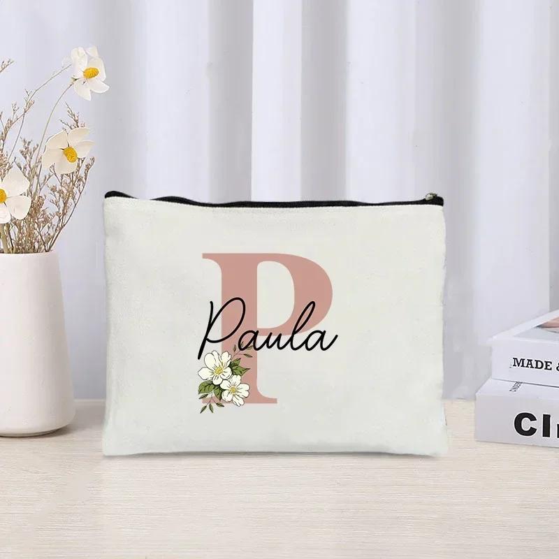 Personalized Makeup Bag Bride Gift Female Travel Organizer Canvas Side Bag Lipstick Eyebrow Pencil Box Wallet