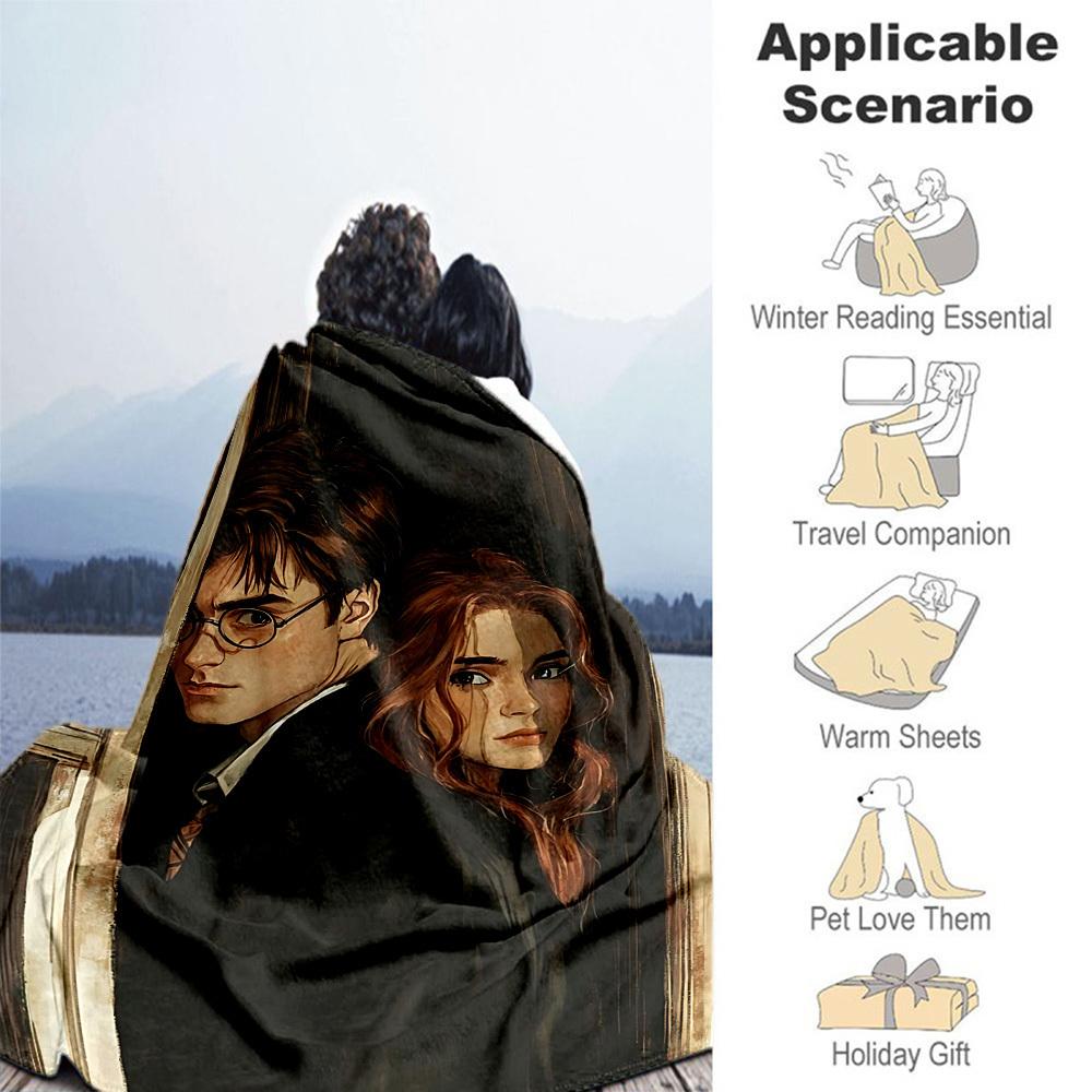 1pc Harry Potter Hermione Granger Hogwarts Outdoor Flannel Throw Blanket All Season Soft Warmth,Home Decor 1031170