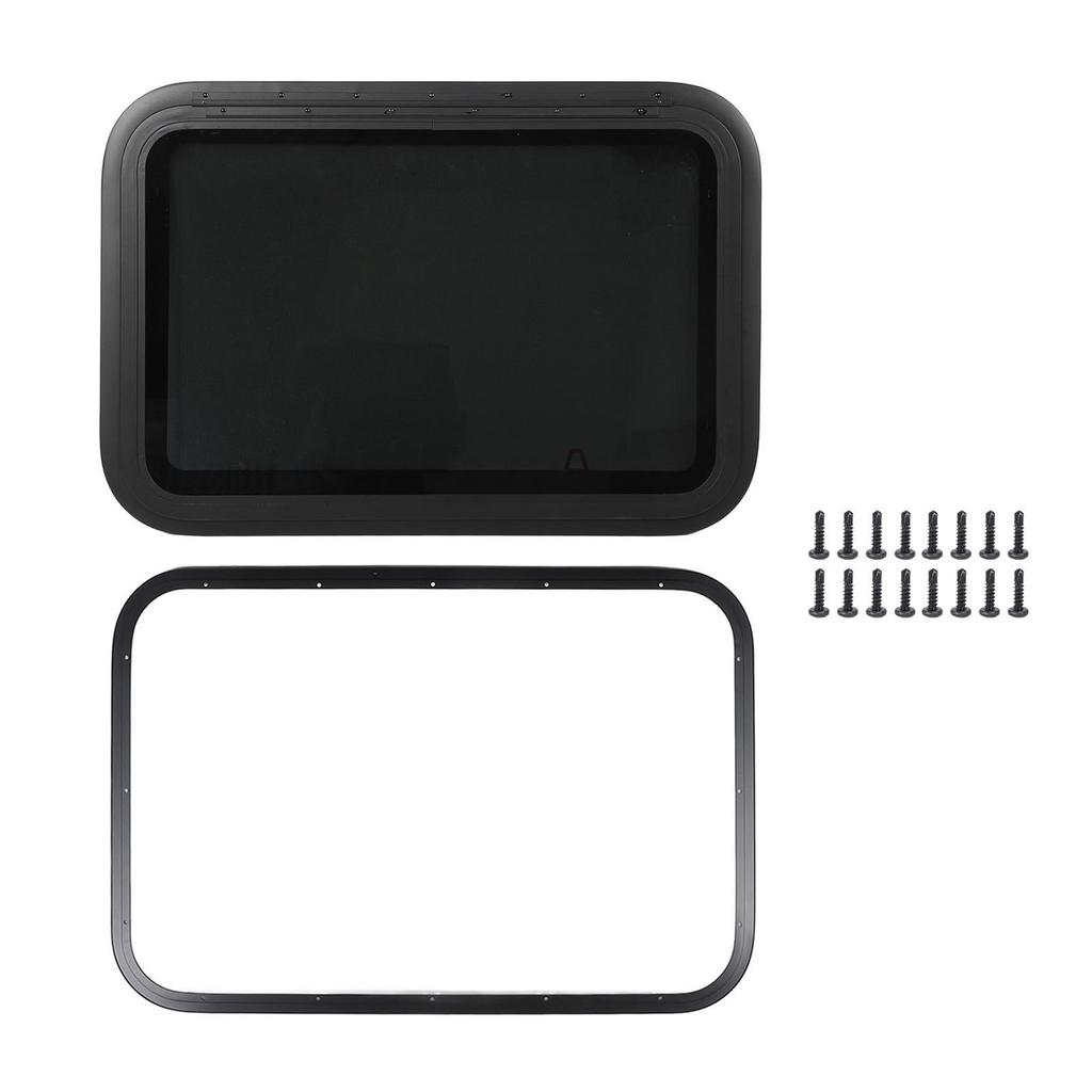 762x508mm  30.48x20.32in RV Window UV Proof Tinted Tempered Glass Camper Exit Window with Screen and Trim Ring for