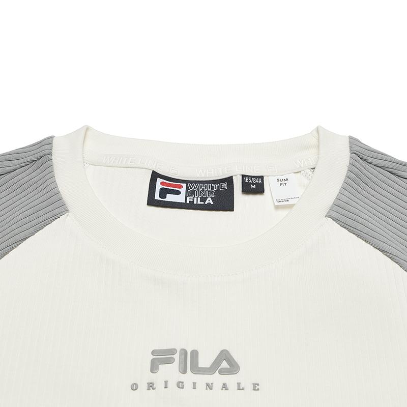Fila Original Casual Versatile Logo Stripe Raglan Short Sleeve T-Shirt Women Tops Pudding F11W539105FIV