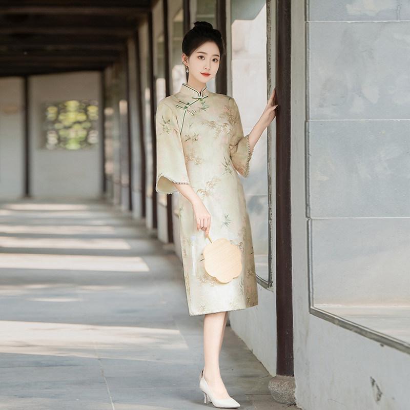 National Style New Chinese Style Daily Suzhou Long Sleeve Autumn Cheongsam Improved Young 1011 New Women's Premium Spring and Autumn