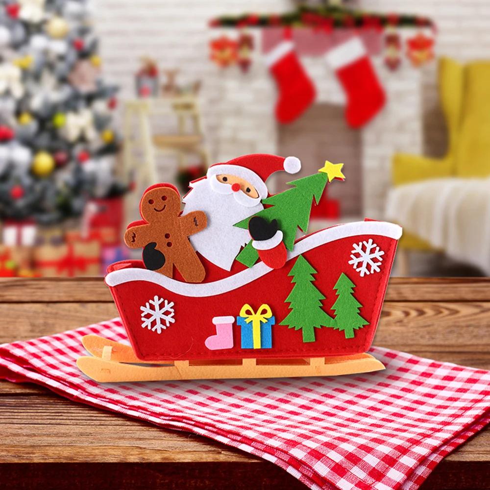 Runtow Felt Santa Claus Sled Ornaments Merry Christmas Decor for Home 2025 Xmas Navidad Gifts Happy New Year 2026