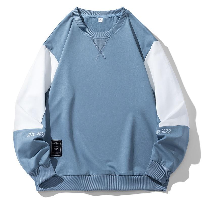 CHIC STUDIO Heren Hoodie met Ronde Hals Lente en Herfst Mode Merk Grote Maat T-shirt met Lange Mouwen Heren Losse Bovenkleding L