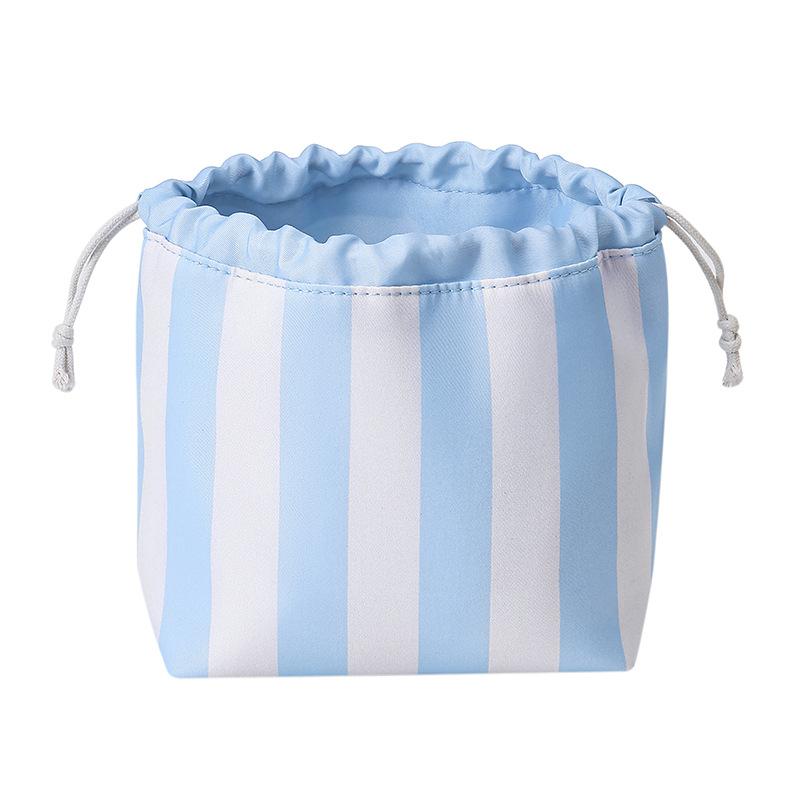 Large Capacity Cute Makeup Bag with Drawstring - Large Striped Travel Toiletry Bag Cosmetic Wash Storage Bag for Women