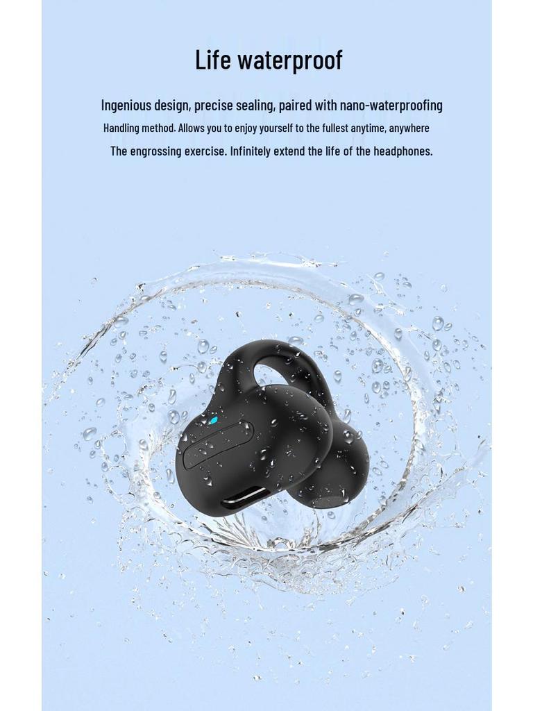 M-S8 Clip-On Bluetooth Earbud: Wireless, Painless Fit for Running and Business, Single Ear Stereo.