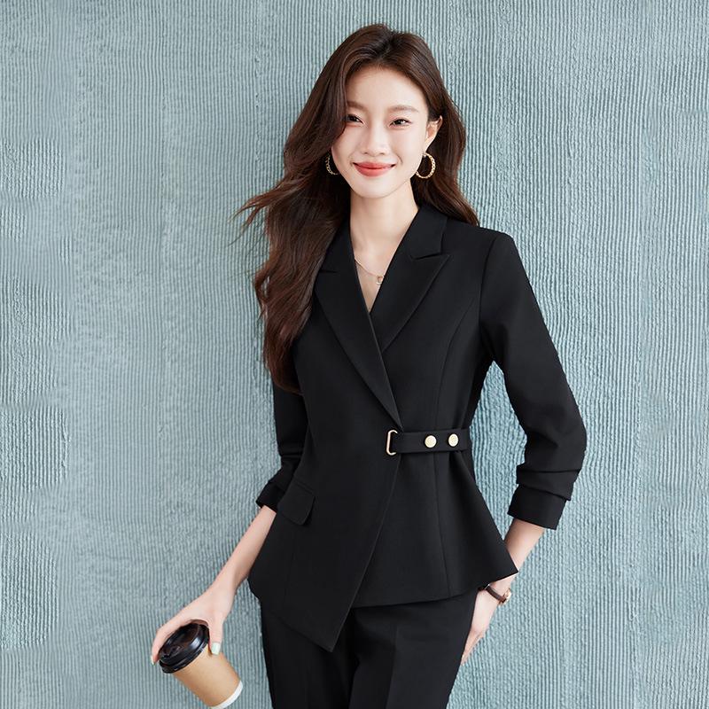Women's Spring-Autumn Petite Luxury Suit Set for Hotel Managers and Jewelry Store Formal Wear