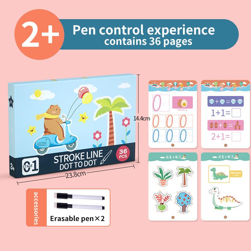 Kids First Reusable Writing Book Brain Development Tool Portable Left Right Brain Training Early Learning Aid
