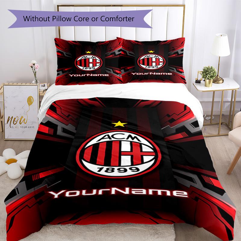 Ac Milan Personalizza il tuo nome Set Biancheria da Letto Copripiumino Traspirante con Federe Decorazione per la Casa Regalo di Compleanno