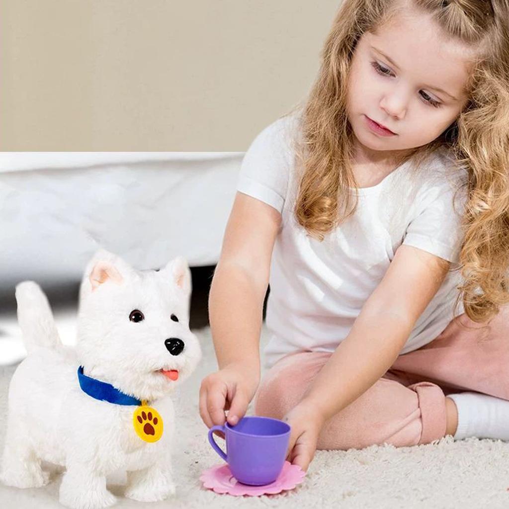 Elektryczny pluszowy pies śpiewa, wystawia język po dotknięciu głowy (losowa smycz)