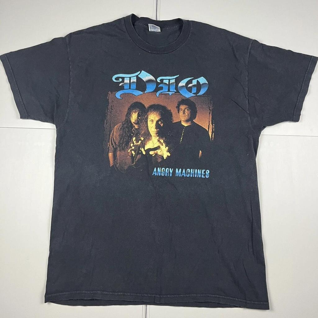 Vintage 90s Dio Angry Machines Graphic Band Tee T Shirt Black XL