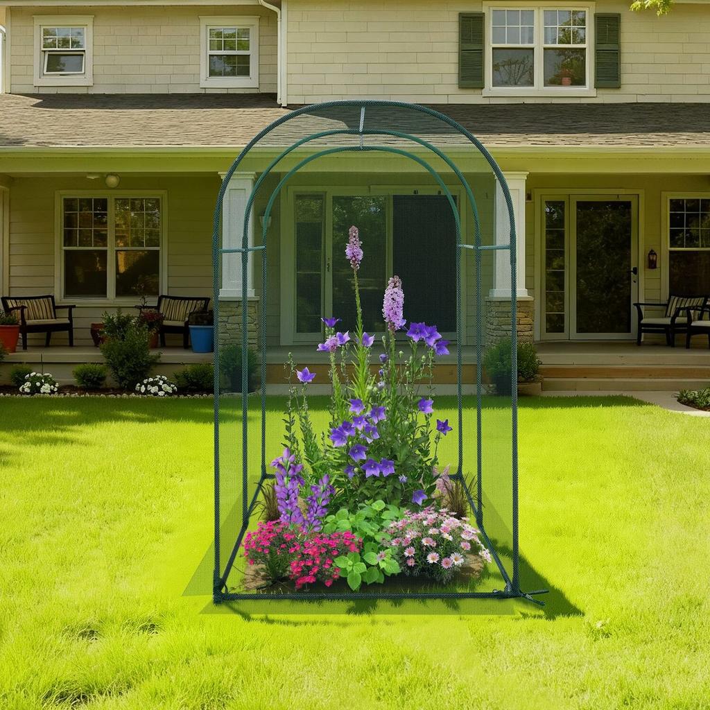 Crop Cage, 1.8 x 0.91 x 1.5 m Plant Protection Tent with Zippered Door, Wind-Resistant Tall Crop Cage, Easy to Install, Outdoor Raised Bed Cover with