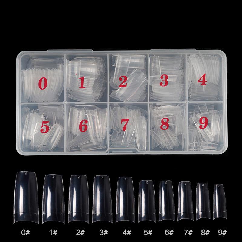 500-Piece Transparent & Natural/French White Nail Tips – Full & Half Cover