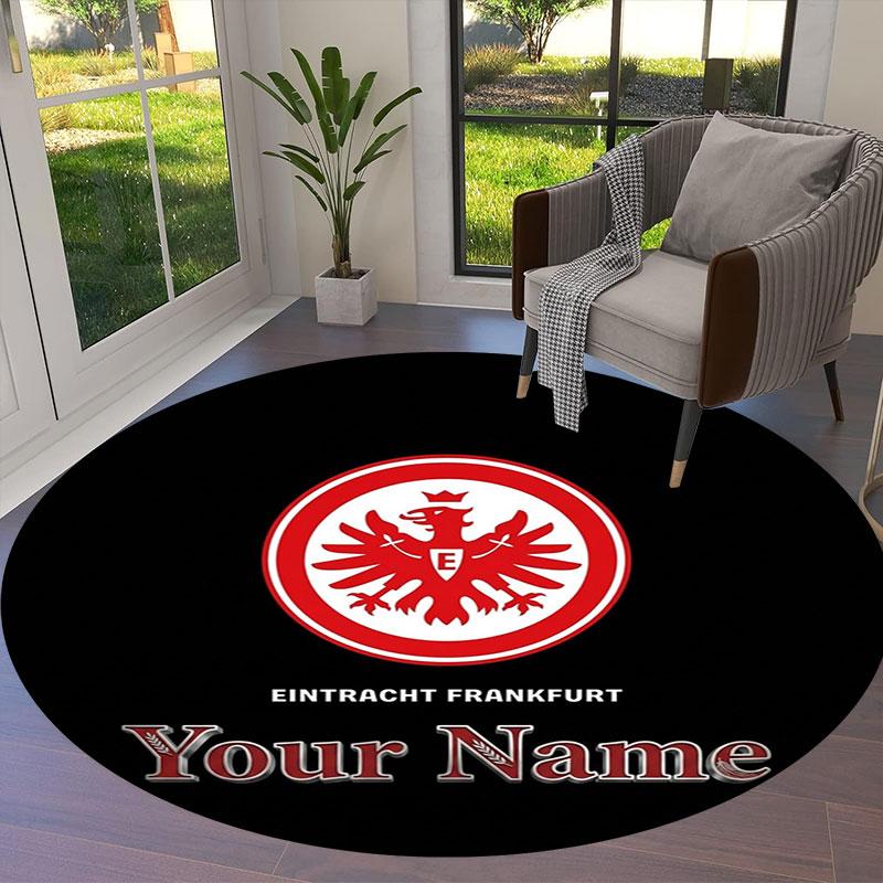 Eintracht Frankfurt Custom Name Round Area Rug,Carpet Rug for Living Room Bedroom Sofa Playroom Decor,Non-slip Floor Mat