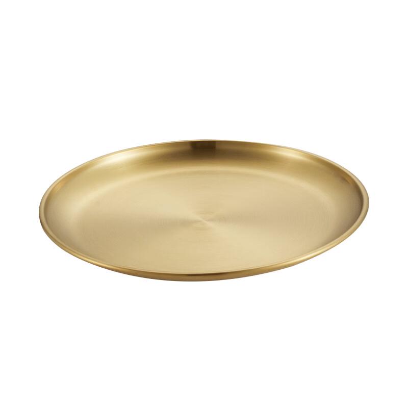 ZISIZ Gold Brushed Stainless Steel Round Serving Plate