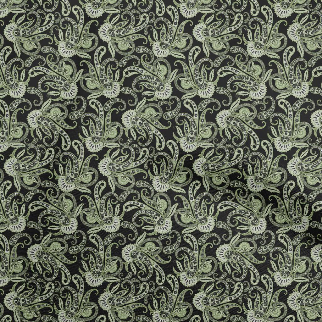 oneOone Cotton Flex Dusty Blue Fabric Asian Paisley Quilting Supplies Print Sewing Fabric By The Yard 40 Inch