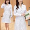 Damen Lang- und Kurzarm Weißer Kittel Arbeitskleidung für Ärzte und Krankenschwestern für den Sommer.
