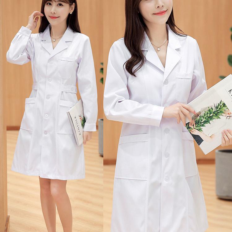 Damen Lang- und Kurzarm Weißer Kittel Arbeitskleidung für Ärzte und Krankenschwestern für den Sommer.
