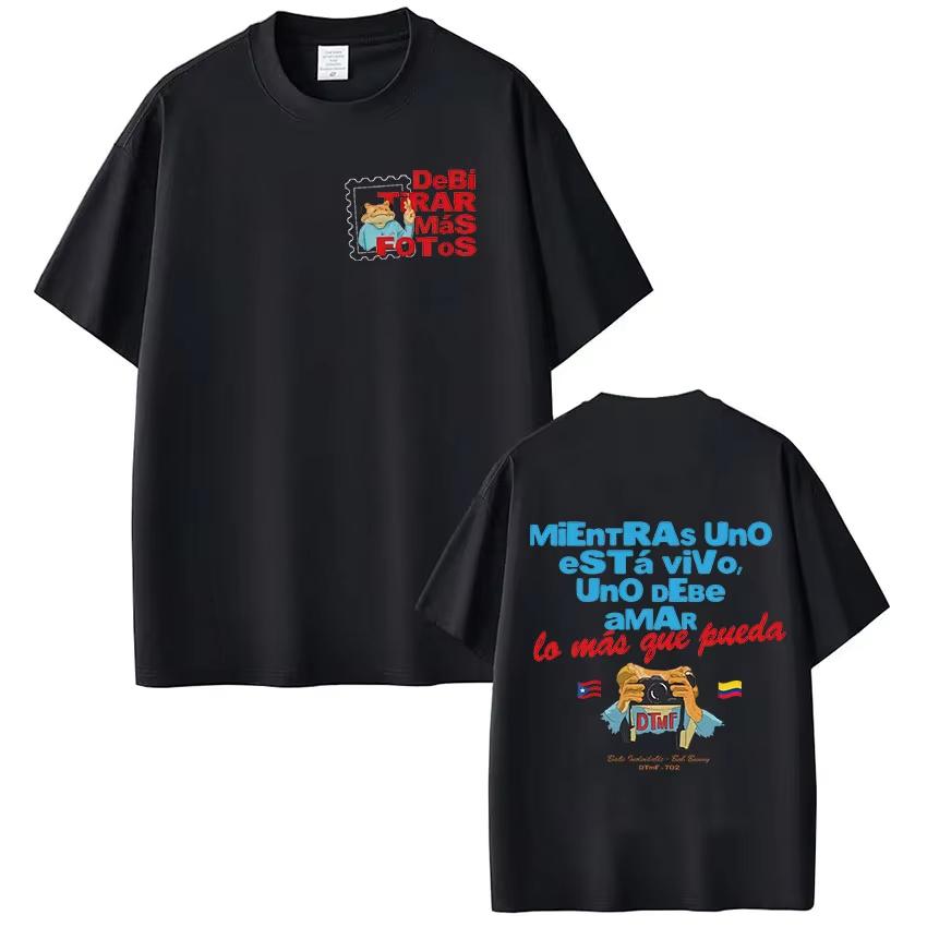 Rapper Bad Bunny Tshirt Debi Tirar Mas Fotos Dtmf Tour T Shirts Mens Clothing Women Fashion Hip Hop Summer Tshirt Streetwear