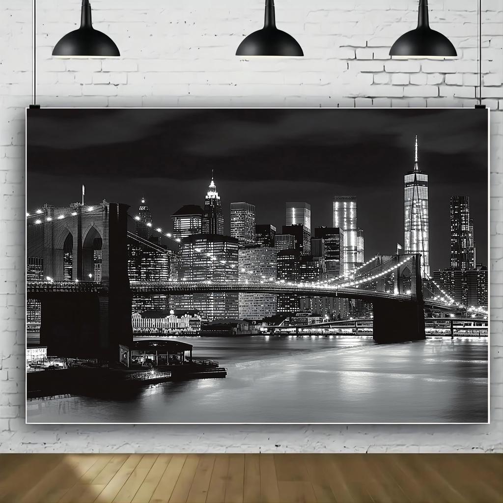 One Piece. Brooklyn Bridge and New York City Wall Background Photography Fabric.zyc