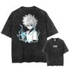 Anime Graphic Print Washed TShirt Oversized Cotton Tshirts Harajuku Harajuku Vintage Trendy T Shirt