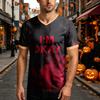 Men's Halloween Print V-Neck Short Sleeve T-Shirt Casual Summer Top
