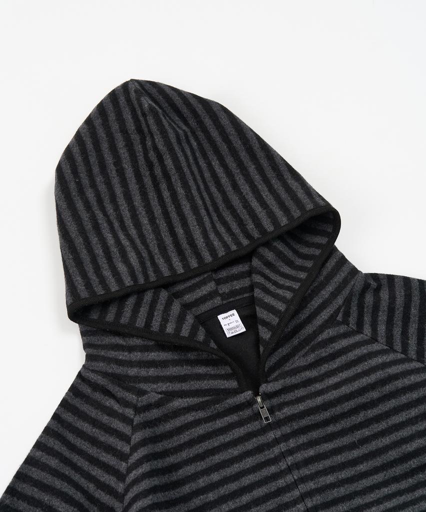 Felpa con cappuccio a zip a righe toffee (Carbone/Nero)