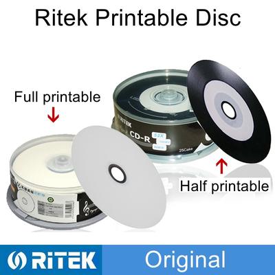 25 PIÈCES/BOÎTE Ritek CD-R Imprimable Disque Vierge Disque Compact Enregistrable 700 Mo/80 min/52x CD-R Disque Vinyle Disque Média Noir