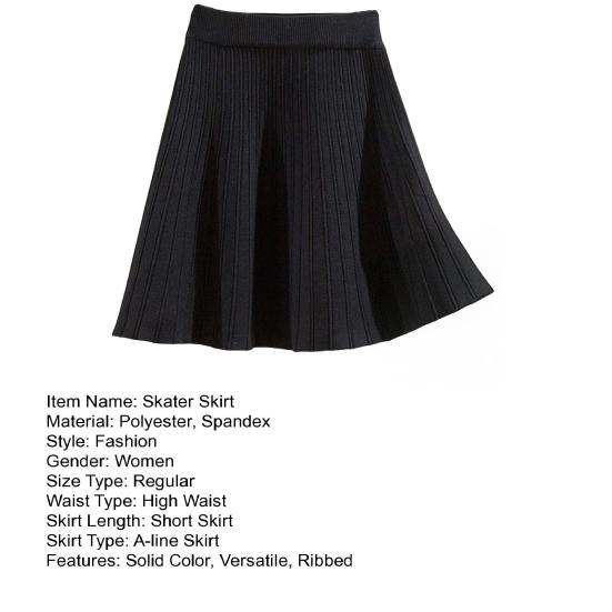 Spódnica skater jednolita kolorystyka wysoki stan damska spódnica A-line duży dół jesień zima spódniczka mini do noszenia na co dzień