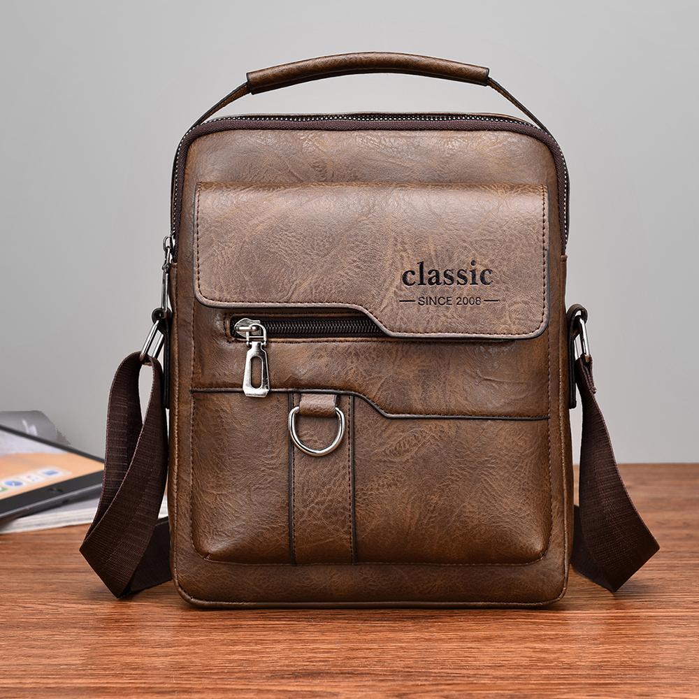 WEIXIER Men's Messenger Bag Leather Crossbody Shoulder Bag Classic Waterproof Briefcase Satchel Travel Bag