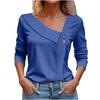Women's Long Sleeve T-Shirt Asymmetrical V Neck Button Detail Hollow Out Texture Casual Commuter Daily Wear Solid Color Top